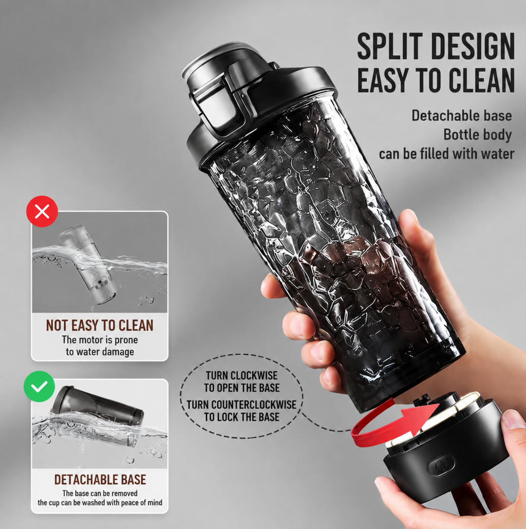 Shake Force™ Electric Shaker Bottle – Self-Cleaning Rechargeable Protein Mixer