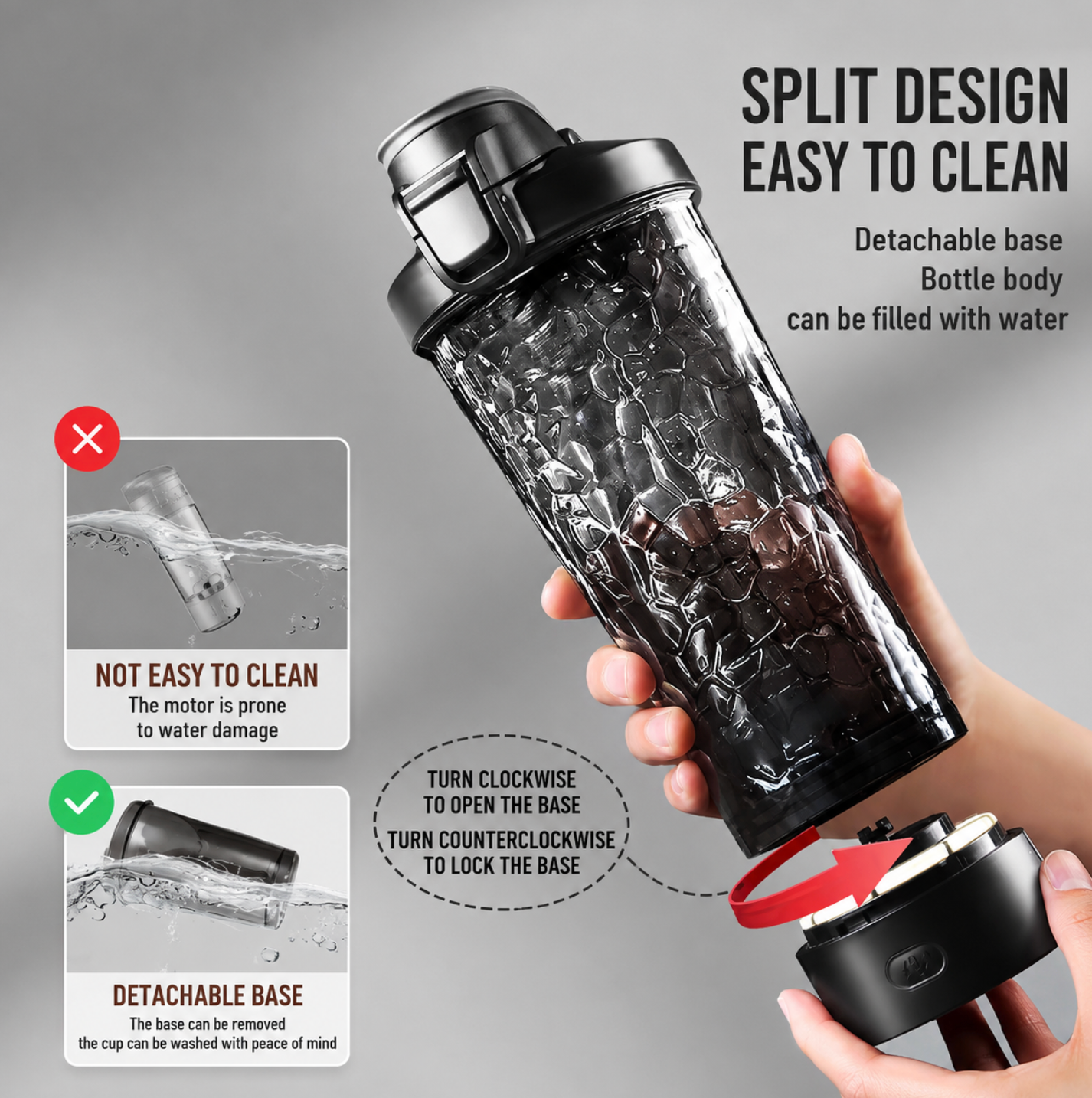 Shake Force™ Electric Shaker Bottle – Self-Cleaning Rechargeable Protein Mixer