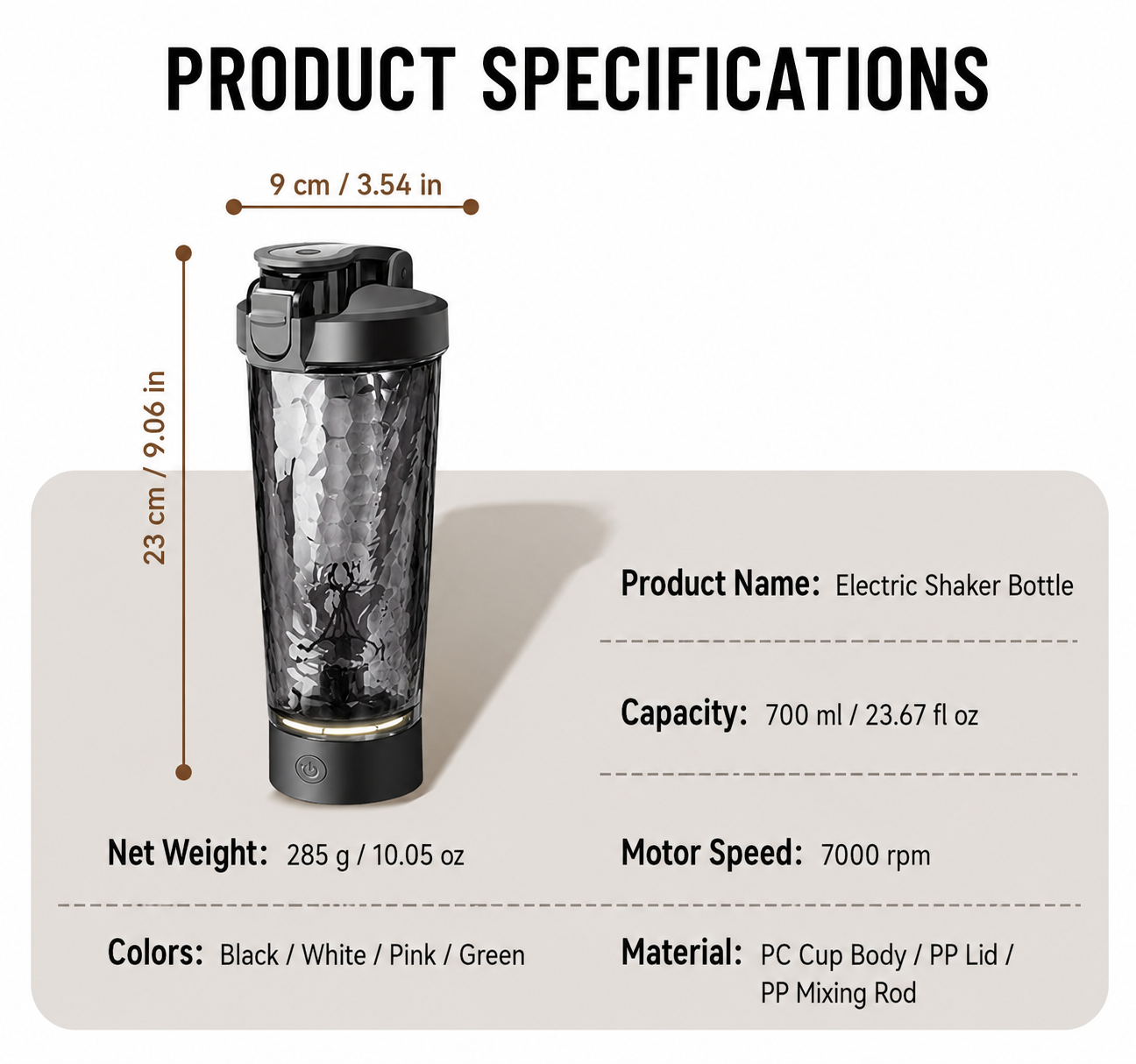 Shake Force™ Electric Shaker Bottle – Self-Cleaning Rechargeable Protein Mixer